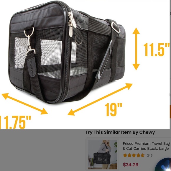 Pre Loved Sherpa Original Airline Approved Small Dog and Cat Carrier. - Picture 7 of 7